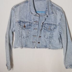 SHEIN Light Blue Distressed Jean Jacket